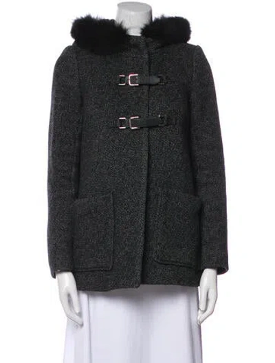 Pre-owned Maje Wool Fur Coat In Multi