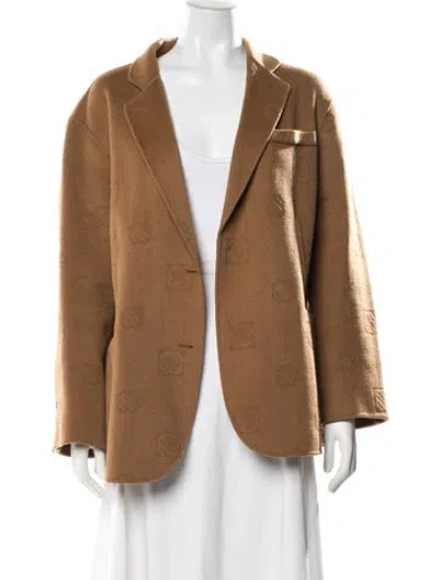 Pre-owned Maje Wool Graphic Print Coat In Brown
