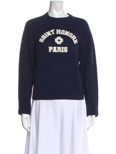 Pre-owned Maje Wool Graphic Print Sweater In Blue