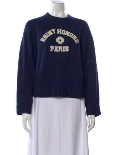 Pre-owned Maje Wool Graphic Print Sweater In Blue