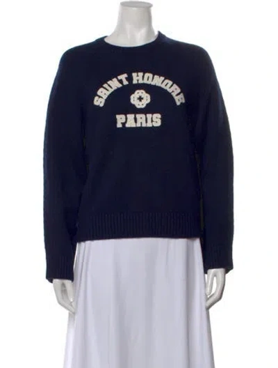 Pre-owned Maje Wool Graphic Print Sweater In Blue