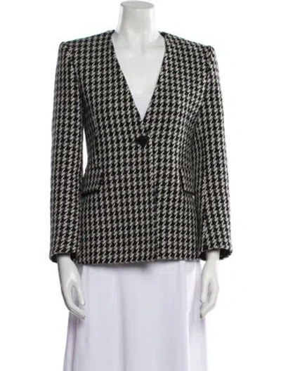 Pre-owned Maje Wool Houndstooth Print Blazer In Black