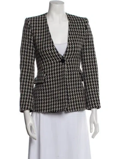 Pre-owned Maje Wool Houndstooth Print Blazer In Black