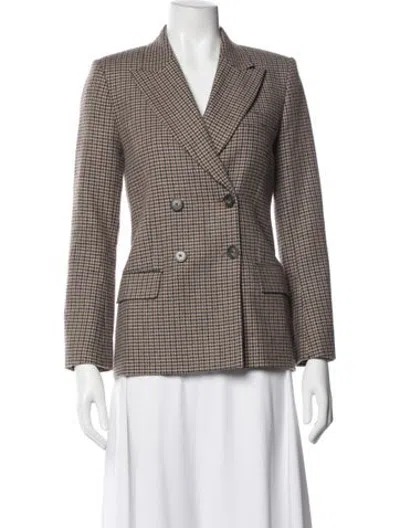 Pre-owned Maje Wool Houndstooth Print Blazer In Brown
