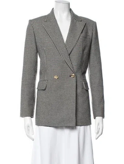 Pre-owned Maje Wool Houndstooth Print Blazer In Grey