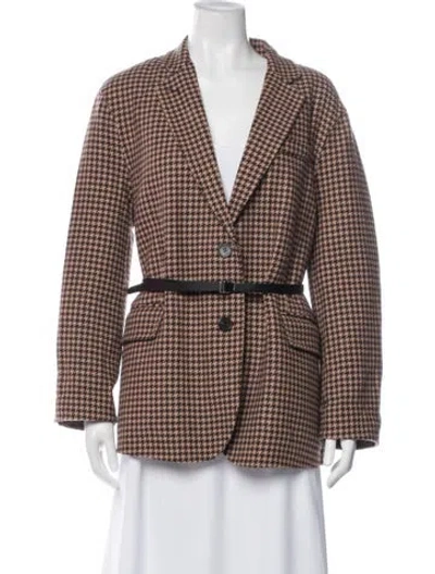 Pre-owned Maje Wool Houndstooth Print Blazer In Multi