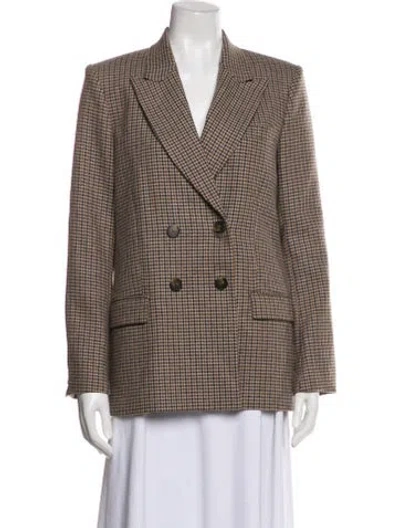 Pre-owned Maje Wool Houndstooth Print Blazer In Neutral