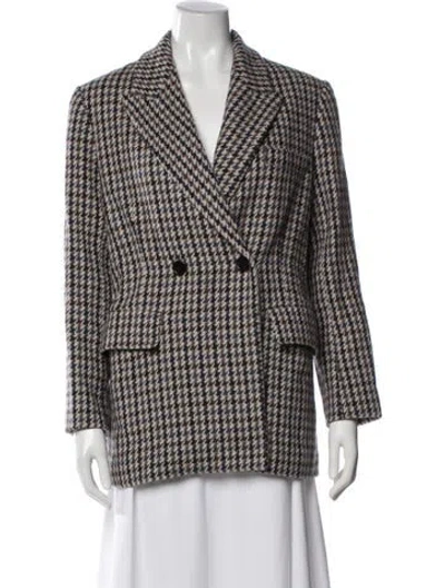 Pre-owned Maje Wool Houndstooth Print Blazer In Neutral