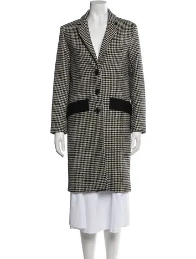 Pre-owned Maje Wool Houndstooth Print Coat In Black