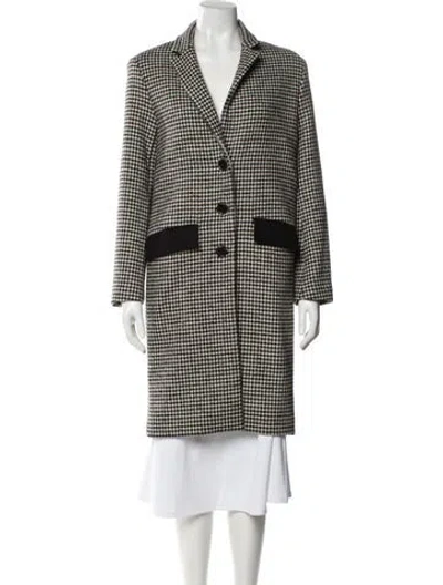 Pre-owned Maje Wool Houndstooth Print Coat In Black