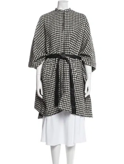 Pre-owned Maje Wool Houndstooth Print Coat In Black