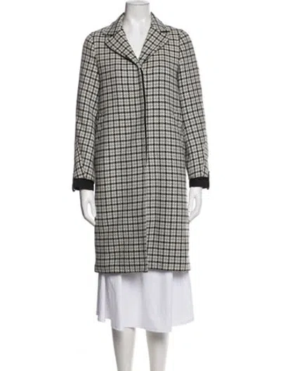 Pre-owned Maje Wool Houndstooth Print Coat In Black