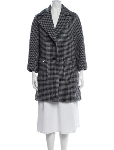 Pre-owned Maje Wool Houndstooth Print Coat In Gray