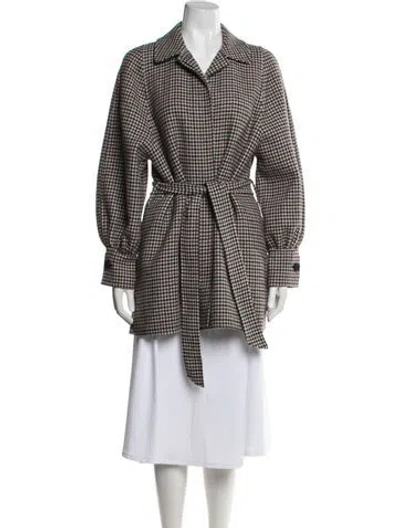 Pre-owned Maje Wool Houndstooth Print Jacket In Neutral