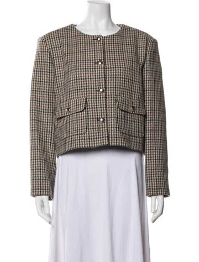 Pre-owned Maje Wool Houndstooth Print Jacket W/ Tags In Multicolor