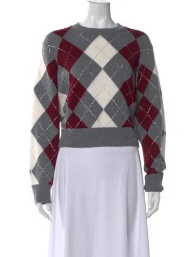 Pre-owned Maje Wool Houndstooth Print Sweater W/ Tags In Gray