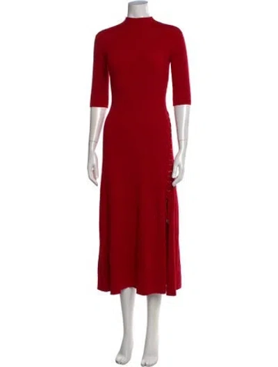 Pre-owned Maje Wool Midi Length Dress In Red