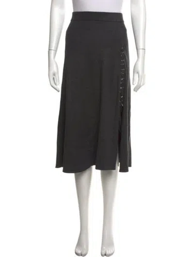 Pre-owned Maje Wool Midi Length Skirt In Grey