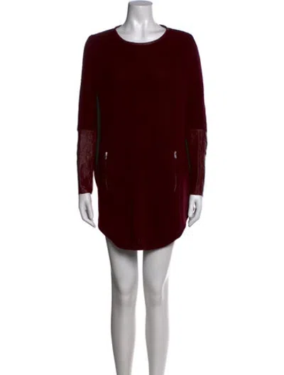 Pre-owned Maje Wool Mini Dress In Burgundy