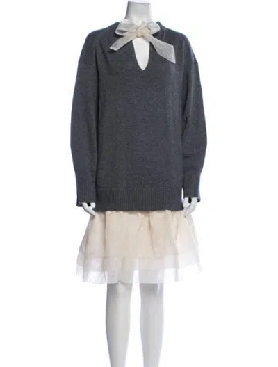 Pre-owned Maje Wool Mini Dress In Grey