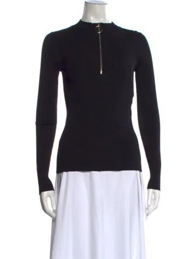Pre-owned Maje Wool Mock Neck Sweater In Black