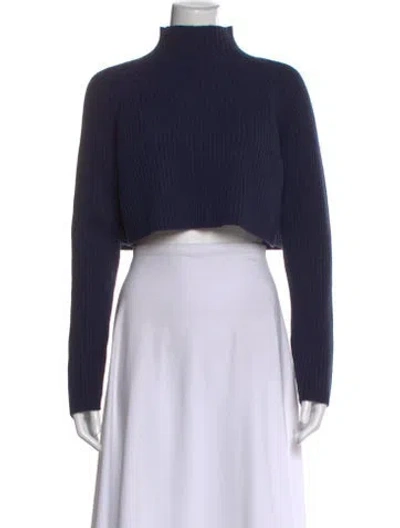 Pre-owned Maje Wool Mock Neck Sweater In Blue