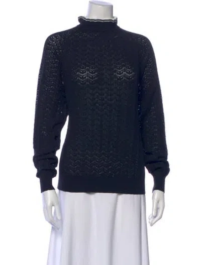 Pre-owned Maje Wool Mock Neck Sweater In Blue