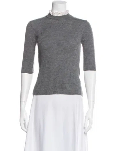 Pre-owned Maje Wool Mock Neck Sweater In Gray