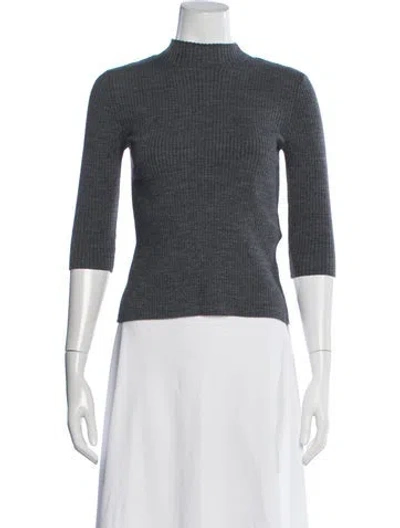 Pre-owned Maje Wool Mock Neck Sweater In Gray