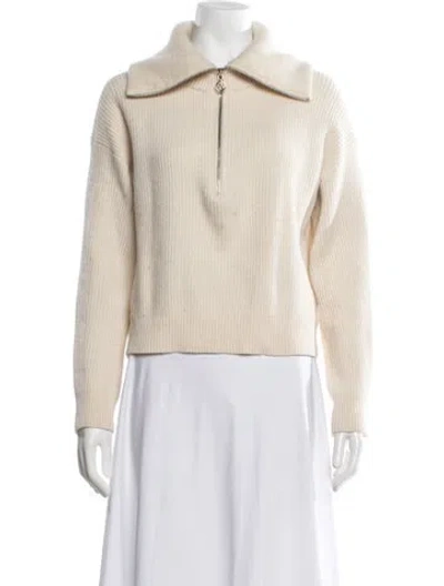 Pre-owned Maje Wool Mock Neck Sweater In Neutrals