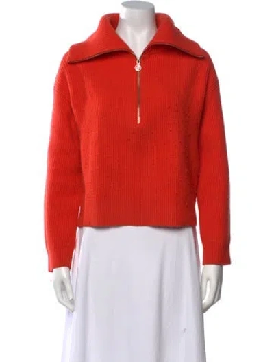 Pre-owned Maje Wool Mock Neck Sweater In Orange