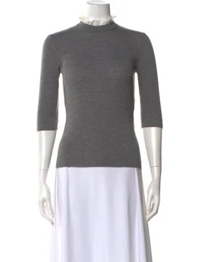 Pre-owned Maje Wool Mock Neck Top In Gray