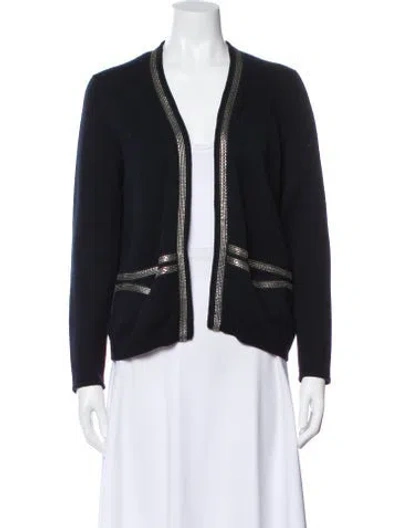 Pre-owned Maje Wool Open Front Sweater In Black