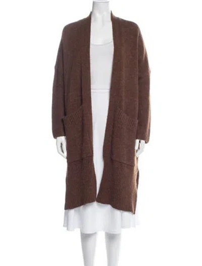 Pre-owned Maje Wool Open Front Sweater In Brown