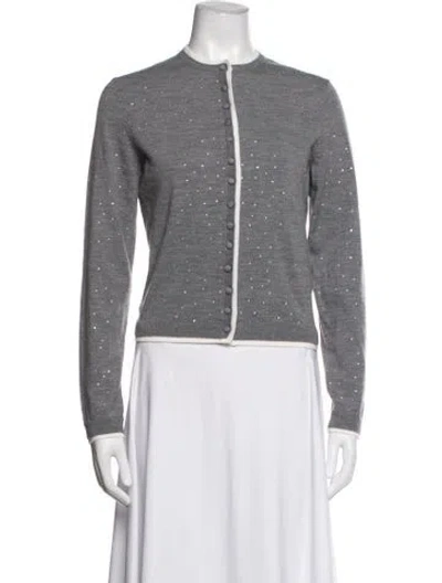 Pre-owned Maje Wool Patterned Jacket In Grey