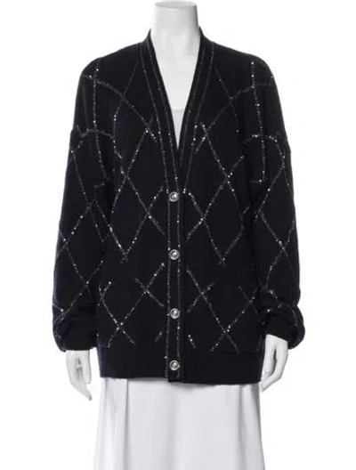Pre-owned Maje Wool Patterned Sweater In Blue