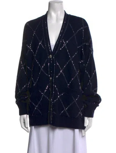 Pre-owned Maje Wool Patterned Sweater In Blue