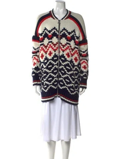 Pre-owned Maje Wool Patterned Sweater In Multicolor