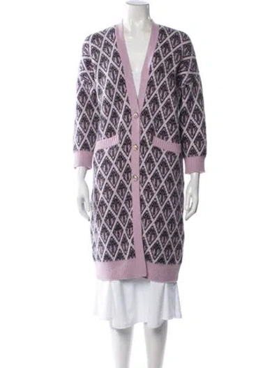 Pre-owned Maje Wool Patterned Sweater In Purple