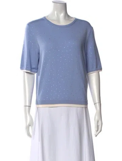 Pre-owned Maje Wool Patterned Sweater W/ Tags In Blue