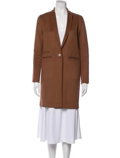 Pre-owned Maje Wool Peacoat In Brown