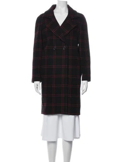 Pre-owned Maje Wool Plaid Print Blazer In Black
