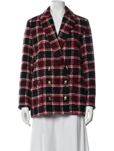 Pre-owned Maje Wool Plaid Print Blazer In Multi
