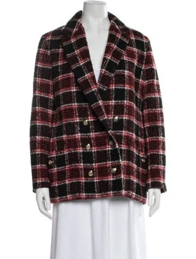 Pre-owned Maje Wool Plaid Print Blazer In Multi