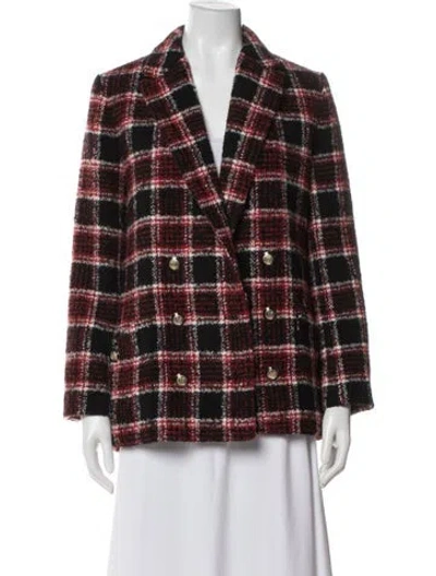 Pre-owned Maje Wool Plaid Print Blazer In Multi