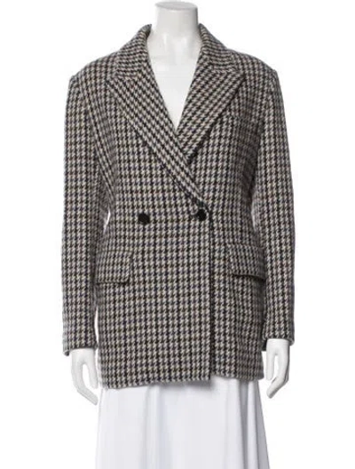 Pre-owned Maje Wool Plaid Print Blazer In Neutral