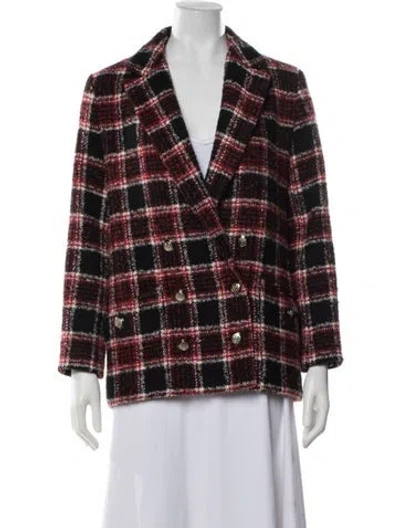 Pre-owned Maje Wool Plaid Print Blazer In Red