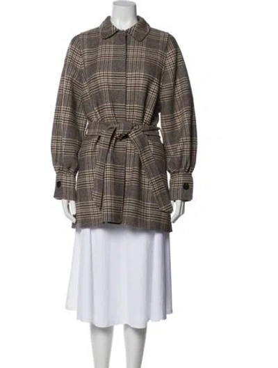 Pre-owned Maje Wool Plaid Print Coat In Multi