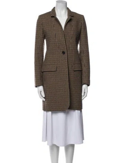 Pre-owned Maje Wool Plaid Print Coat In Multi