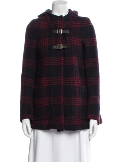 Pre-owned Maje Wool Plaid Print Coat In Multi